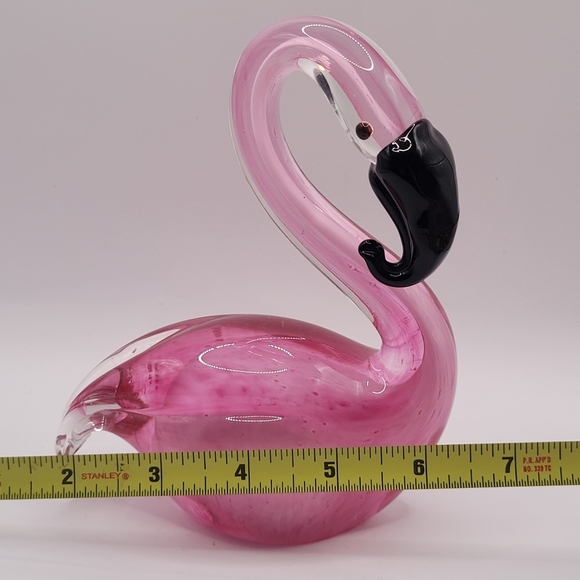 Beautiful Art Glass Blown Glass Pink Flamingo Figurine 6.5" - Picture 10 of 10